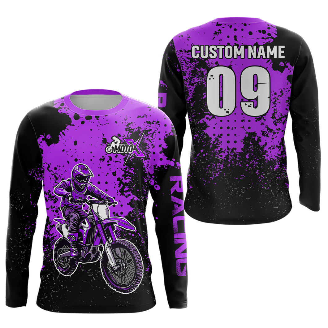 Custom Purple Motocross Jersey for Men Women Upf30+ Dirt Bike Shirt Motorcycle Jersey| CTP11