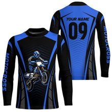 Load image into Gallery viewer, Custom Motocross Jersey Blue UPF30+ Dirt Bike Shirt MX Racing Racewear Adult&amp;Kid| CTP50