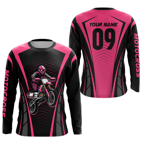 Custom Motocross Jersey Pink UPF30+ Dirt Bike Shirt MX Racing Racewear Adult&Kid| CTP50