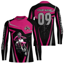 Load image into Gallery viewer, Adult&amp;Kid Pink Custom Dirt Bike Jersey Motocross Jersey Upf30+ Motocross Shirt| CTP74