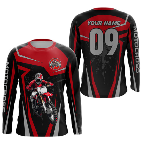 Adult&Kid Red Custom Dirt Bike Jersey Motocross Jersey Upf30+ Motocross Shirt| CTP74