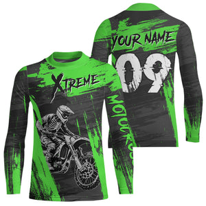 Adult&Kid Green Custom Dirt Bike Jersey Extreme Motocross Shirt Mens Women| CTP97