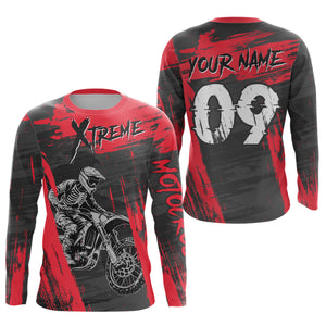 Adult&Kid Red Custom Dirt Bike Jersey Extreme Motocross Shirt Mens Women| CTP97