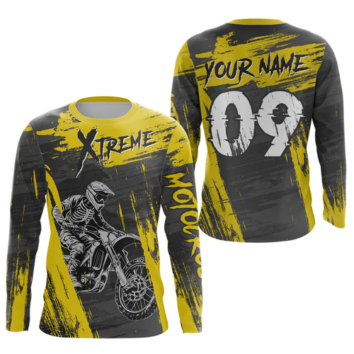 Adult&Kid Yellow Custom Dirt Bike Jersey Extreme Motocross Shirt Mens Women| CTP97