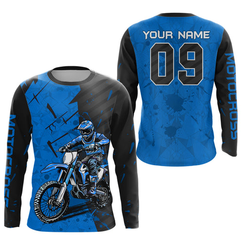 Custom Dirt Bike Jersey Blue Motocross Jersey Upf30+ Mens Women Motocross Shirt| CTP19
