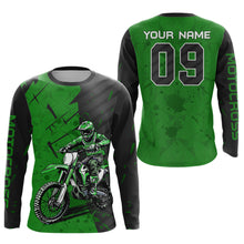 Load image into Gallery viewer, Custom Dirt Bike Jersey Green Motocross Jersey Upf30+ Mens Women Motocross Shirt| CTP19