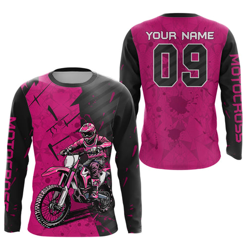 Custom Dirt Bike Jersey Pink Motocross Jersey Upf30+ Mens Women Motocross Shirt| CTP19