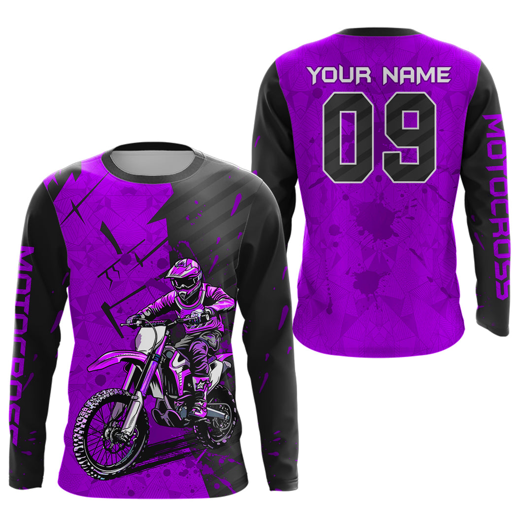 Custom Dirt Bike Jersey Purple Motocross Jersey Upf30+ Mens Women Motocross Shirt| CTP19