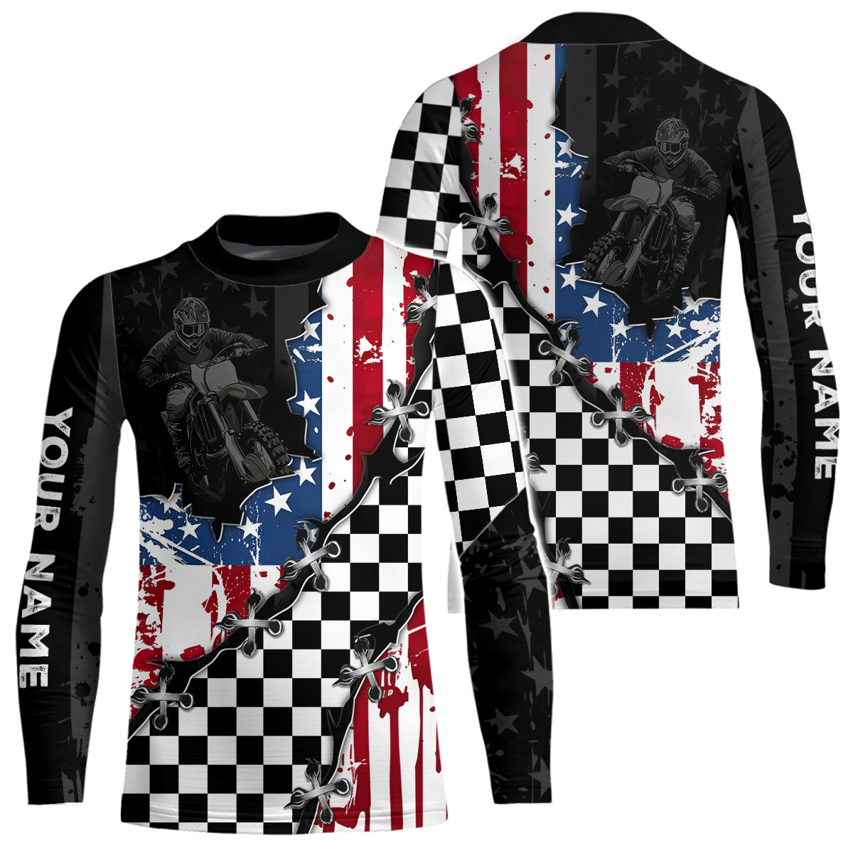 Custom Motocross Jersey for Men Women Upf30+ US Flag Dirt Bike Shirt Motorcycle Jersey| CTP70