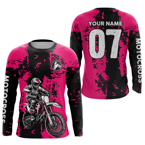 Custom Dirt Bike Jersey Pink Motocross Jersey Upf30+ Mens Women Racing Shirt| CTP24