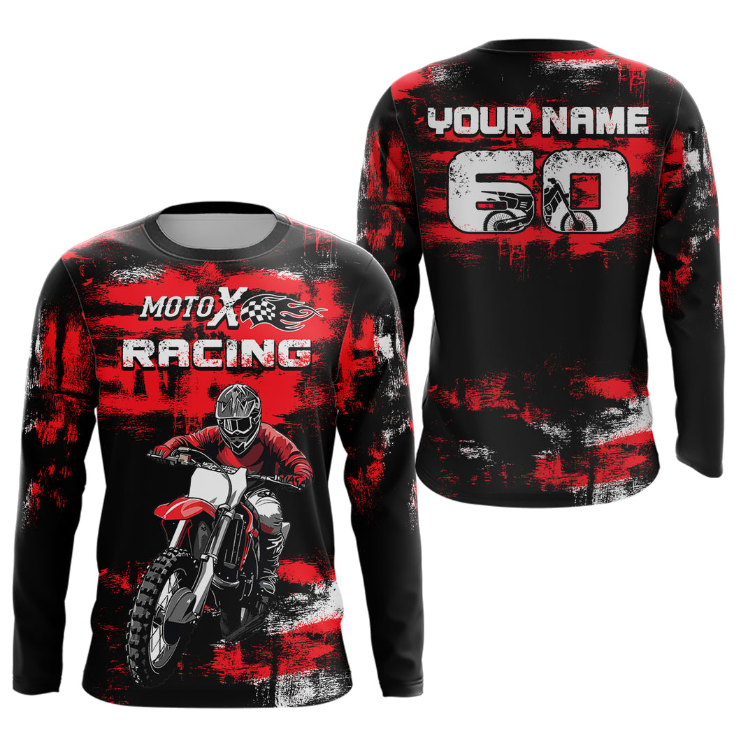 Adult&Kid Red Custom Dirt Bike Jersey Motocross Jersey Upf30+ Mens Women Motocross Shirt| CTP66