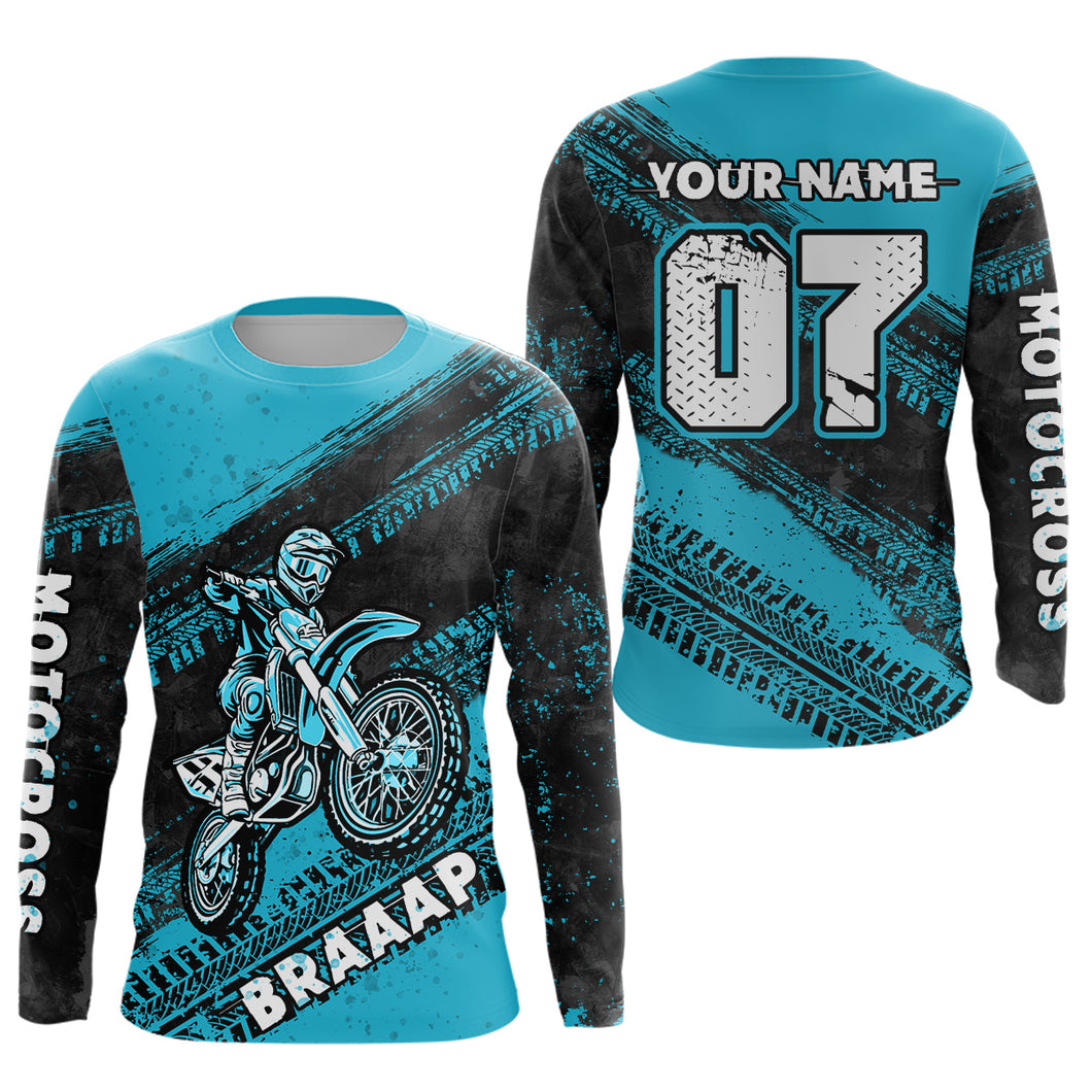 Custom Motocross Jersey Turquoise Mens Women Upf30+ Dirt Bike Jersey Racing Shirt| CTP09
