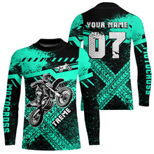 Load image into Gallery viewer, Adult&amp;Kid Custom Turquoise Motocross Jersey for Men Women Upf30+ Extreme Dirt Bike Shirt| CTP75