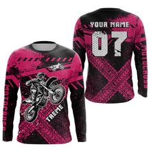 Load image into Gallery viewer, Adult&amp;Kid Custom Pink Motocross Jersey for Men Women Upf30+ Extreme Dirt Bike Shirt| CTP75