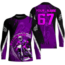 Load image into Gallery viewer, Adult&amp;Kid Purple Custom Motocross Jersey Upf30+ Dirt Bike Jersey Mens Women Motocross Shirt| CTP53
