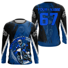 Load image into Gallery viewer, Adult&amp;Kid Blue Custom Motocross Jersey Upf30+ Dirt Bike Jersey Mens Women Motocross Shirt| CTP53