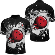 Load image into Gallery viewer, Black Bowling Jersey Men Women Custom Bowling Team Shirts Unisex Bowling Polo Quarter-zip CP32