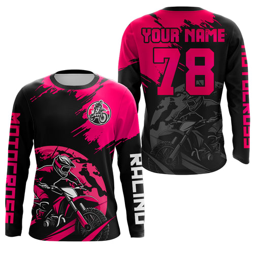 Custom Dirt Bike Jersey Pink Motocross Jersey Upf30+ Mens Women Motocross Shirt| CTP54
