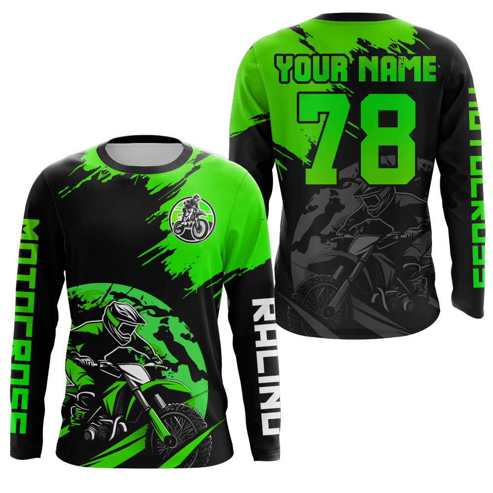 Custom Dirt Bike Jersey Green Motocross Jersey Upf30+ Mens Women Motocross Shirt| CTP54