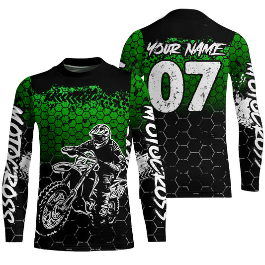 Green Motocross Jersey Upf30+ Custom Dirt Bike Jersey Mens Women Off-Road Jersey Adult&Kid| CTP04