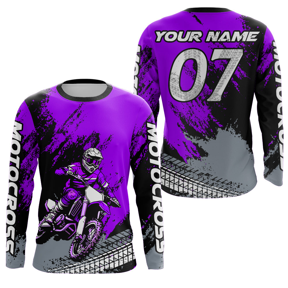 Custom Dirt Bike Jersey Purple Motocross Jersey Upf30+ Mens Women Racing Shirt| CTP30