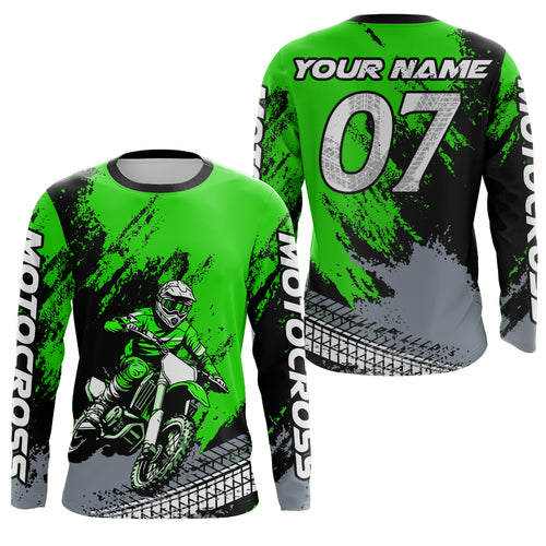 Custom Dirt Bike Jersey Green Motocross Jersey Upf30+ Mens Women Racing Shirt| CTP30