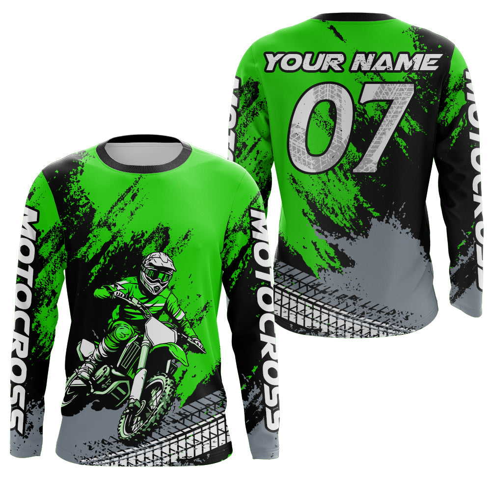 Custom Dirt Bike Jersey Green Motocross Jersey Upf30+ Mens Women Racing Shirt| CTP30