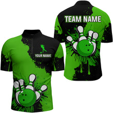 Load image into Gallery viewer, Custom Green Bowling Jersey For Men Bowling Shirt Team Bowling Quarter-Zip Shirt CP05