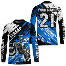 Load image into Gallery viewer, Adult&amp;Kid blue custom dirt bike jersey Motocross jersey mens women braaap motocross shirt| CTP07