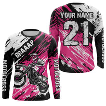 Load image into Gallery viewer, Adult&amp;Kid pink custom dirt bike jersey Motocross jersey mens women braaap motocross shirt| CTP07