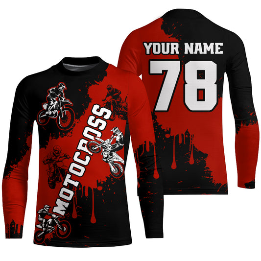 Red custom dirt bike jersey adult&kid Motocross jersey upf30+ mens women Motocross Shirt| CTP03