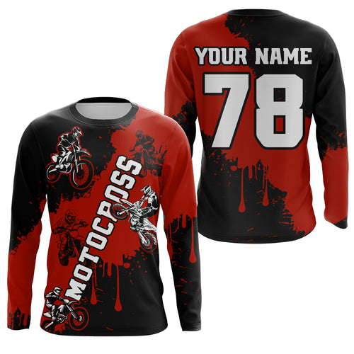 Red custom dirt bike jersey adult&kid Motocross jersey upf30+ mens women Motocross Shirt| CTP03