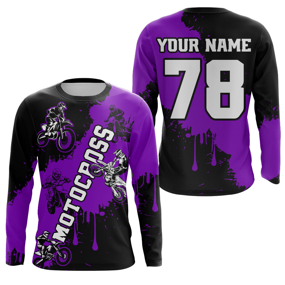 Purple custom dirt bike jersey adult&kid Motocross jersey upf30+ mens women Motocross Shirt| CTP03