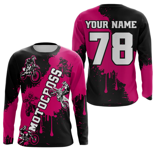 Pink custom dirt bike jersey adult&kid Motocross jersey upf30+ mens women Motocross Shirt| CTP03