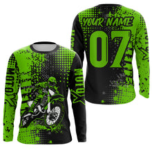Load image into Gallery viewer, Adult&amp;Kid Green Custom Dirt Bike Jersey Motocross Jersey Upf30+ Motocross Shirt| CTP73