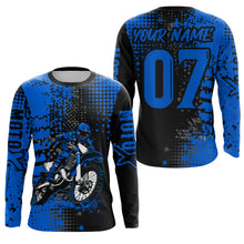 Load image into Gallery viewer, Adult&amp;Kid Blue Custom Dirt Bike Jersey Motocross Jersey Upf30+ Motocross Shirt| CTP73