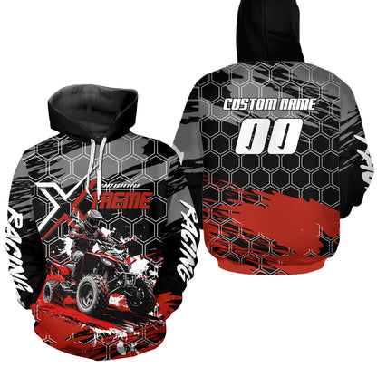 Red Atv Racing Hoodie Personalized Quad Bike Shirt Upf30+ Adult Youth Off-Road Atv Motocross Hoooded  NHN008