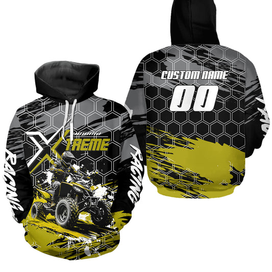 Yellow ATV Racing Hoodie Personalized Quad Bike Shirt Upf30+ Adult Youth Off-Road Atv Motocross Hoooded  NHN008