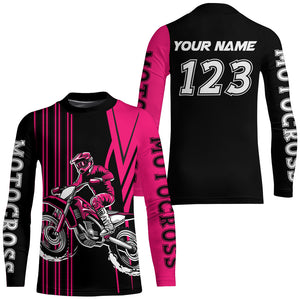 Adult&Kid Custom Pink Motocross Jersey Upf30+ Mens Women Dirt Bike Shirt Off Road Jersey| CTP100