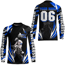 Load image into Gallery viewer, Adult&amp;Kid Custom Blue Motocross Jersey for Men Women Upf30+ Extreme Dirt Bike Shirt| CTP76