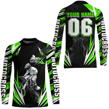 Load image into Gallery viewer, Adult&amp;Kid Custom Green Motocross Jersey for Men Women Upf30+ Extreme Dirt Bike Shirt| CTP76