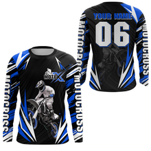 Load image into Gallery viewer, Adult&amp;Kid Custom Blue Motocross Jersey for Men Women Upf30+ Extreme Dirt Bike Shirt| CTP76