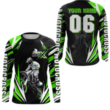 Load image into Gallery viewer, Adult&amp;Kid Custom Green Motocross Jersey for Men Women Upf30+ Extreme Dirt Bike Shirt| CTP76