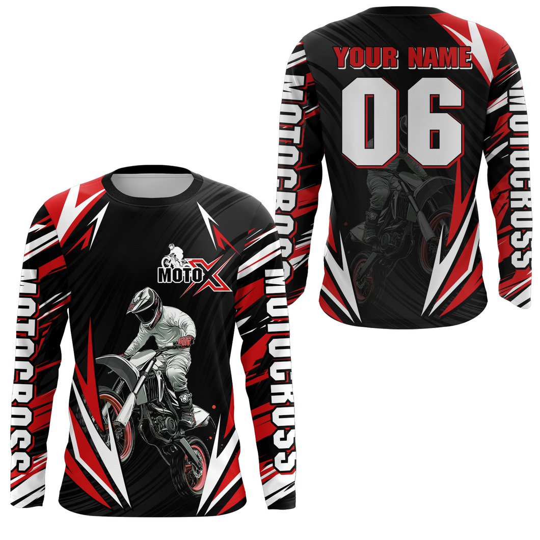 Adult&Kid Custom Red Motocross Jersey for Men Women Upf30+ Extreme Dirt Bike Shirt| CTP76