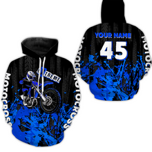 Load image into Gallery viewer, Adult&amp;Kid blue custom Motocross jersey upf30+ dirt bike jersey mens women Motocross Shirt| CTP01