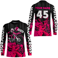 Load image into Gallery viewer, Adult&amp;Kid pink custom Motocross jersey upf30+ dirt bike jersey mens women Motocross Shirt| CTP01