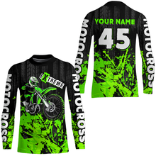 Load image into Gallery viewer, Adult&amp;Kid green custom Motocross jersey upf30+ dirt bike jersey mens women Motocross Shirt| CTP01