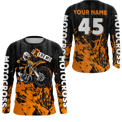 Adult&Kid orange custom Motocross jersey upf30+ dirt bike jersey mens women Motocross Shirt| CTP01