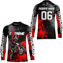 Load image into Gallery viewer, Adult&amp;Kid red custom dirt bike jersey motocross jersey mens women extreme motocross shirt| CTP08