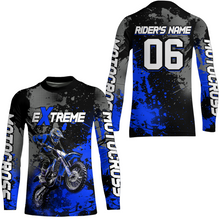 Load image into Gallery viewer, Adult&amp;Kid blue custom dirt bike jersey motocross jersey mens women extreme motocross shirt| CTP08